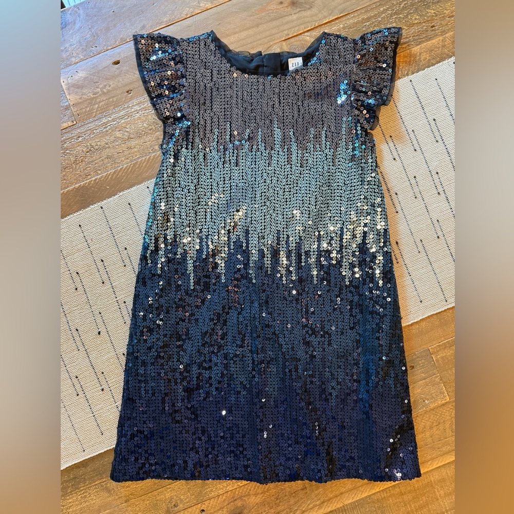 GAP Kids - Girls Sequin Blue Ombre Dress - Size M